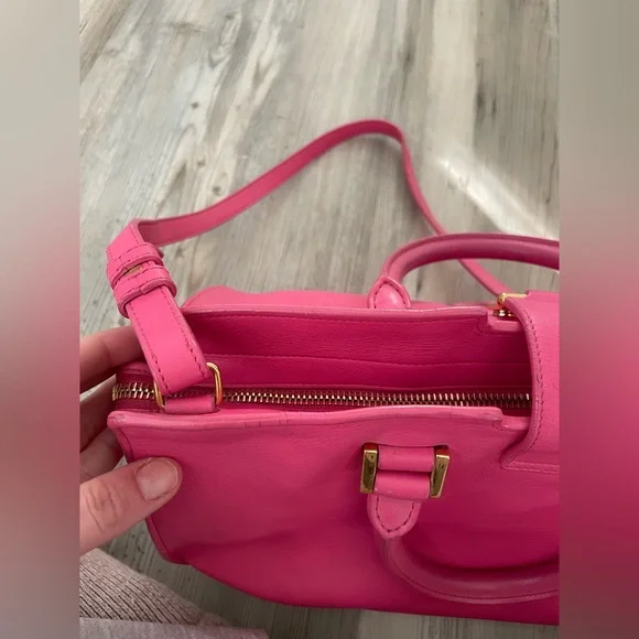 YSL Saint Laurent Classic Y Cabas Fuchsia Leather Satchel - Picture 11 of 16